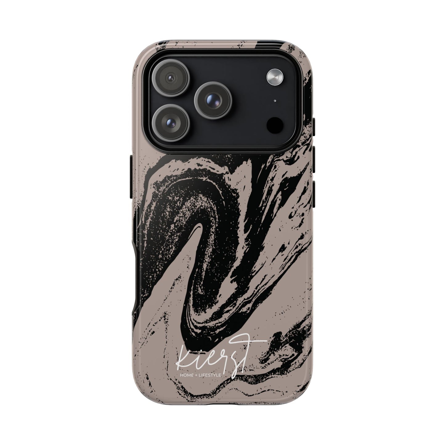 Black Marble on Taupe iPhone Case