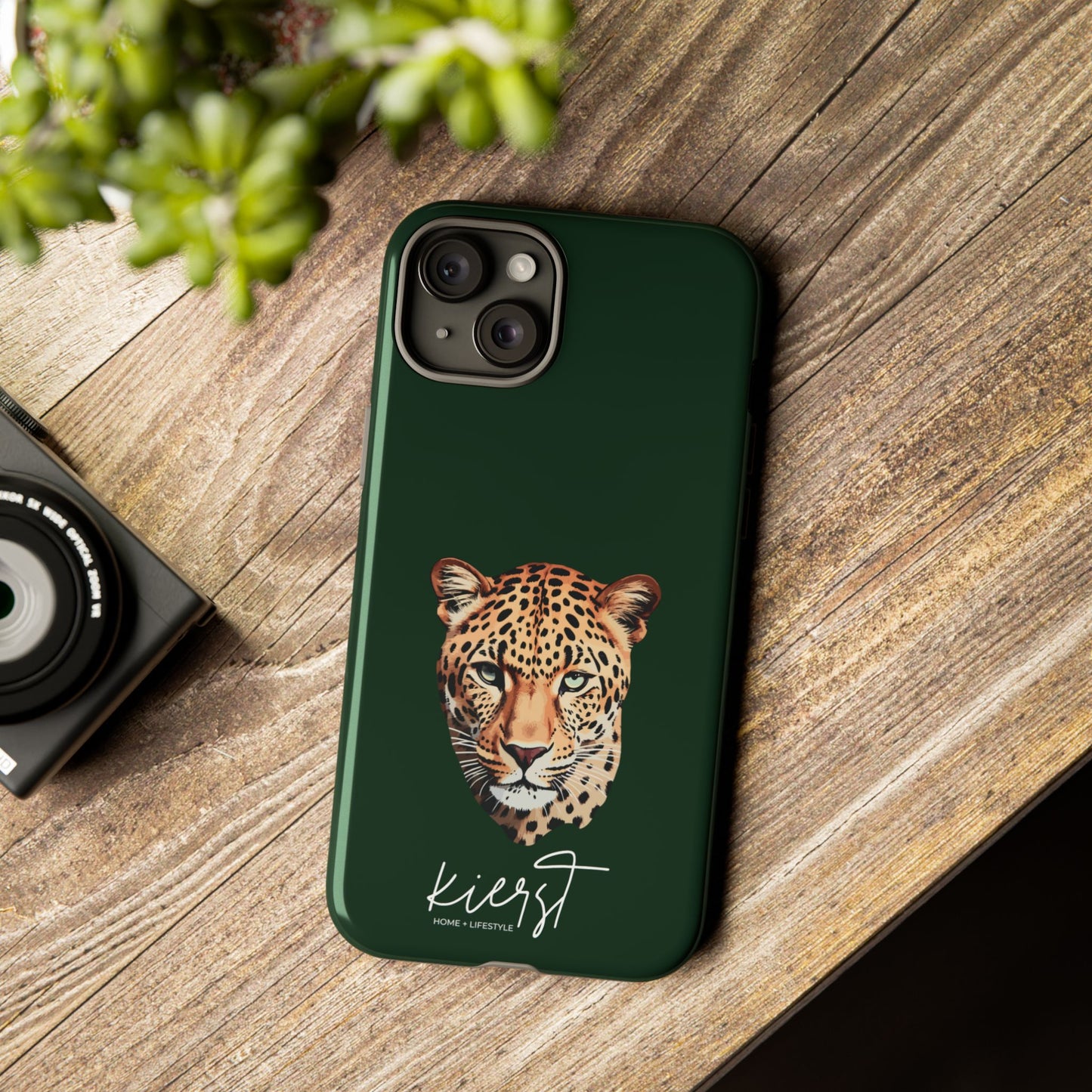 Leopard Head on Signature Midnight Pine iPhone Case | Designed to Stand Out