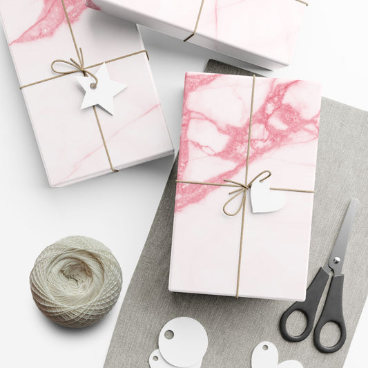 Pink + White Marble Wrapping Paper