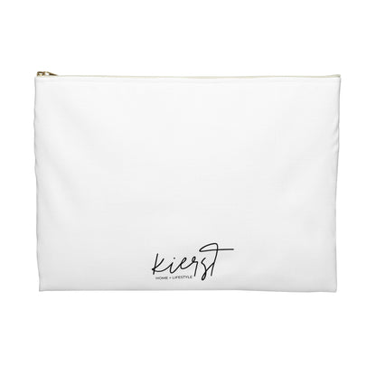 Blue Watercolor Bow Accessory Pouch – Printed Ribbon Detail with Everyday Elegance