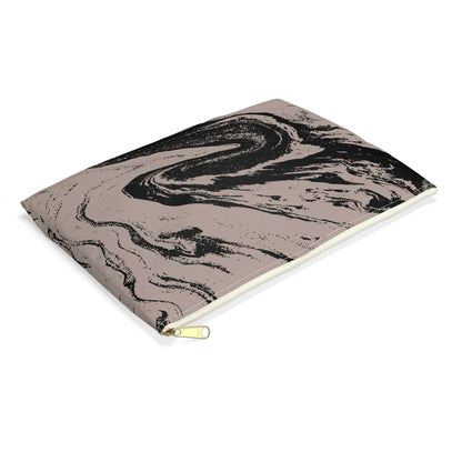 Taupe and Black Marble Accessory Pouch