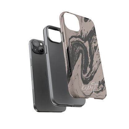 Taupe and Black Marble iPhone Case