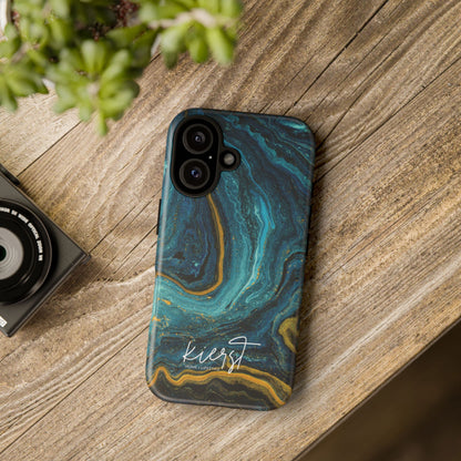 Teal & Gold Marble iPhone Case