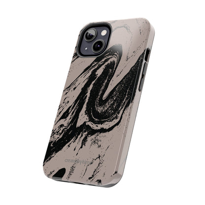 Taupe and Black Marble iPhone Case