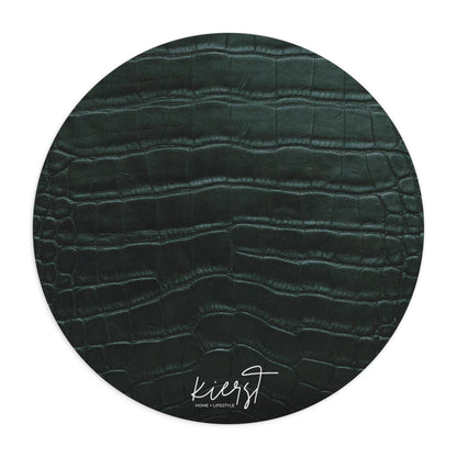 Luxurious Leather-Look Mouse Pad - Stylish Desk Accessory for Home and Office Emerald Crocodile