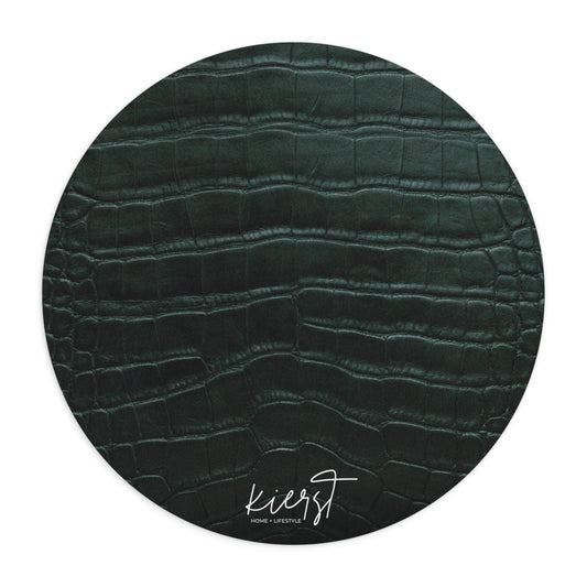 Luxurious Leather-Look Mouse Pad - Stylish Desk Accessory for Home and Office Emerald Crocodile
