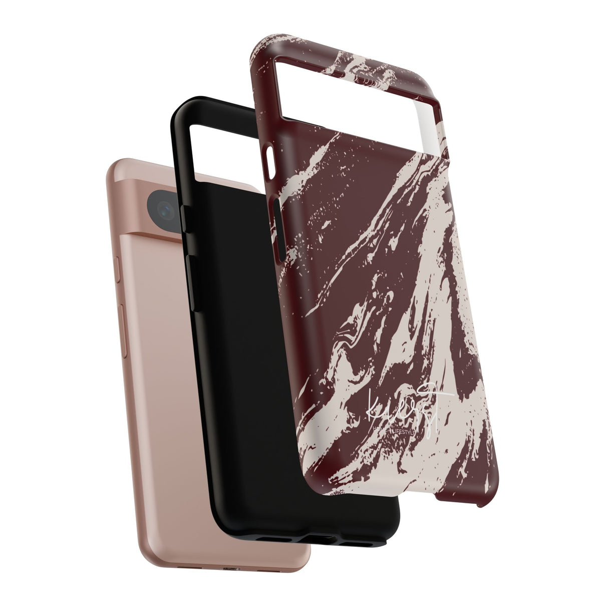 Cream Marble on Signature Velvet Noir Google Pixel Phone Case