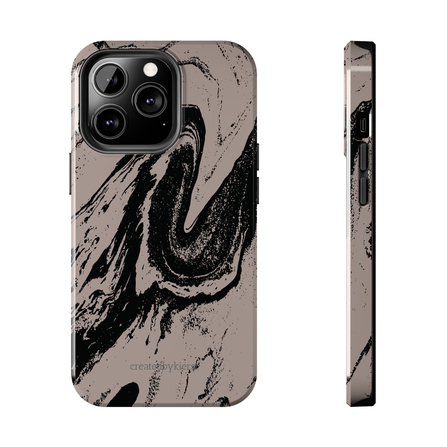 Taupe and Black Marble iPhone Case