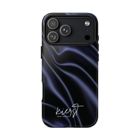 Navy Silk Print iPhone Case