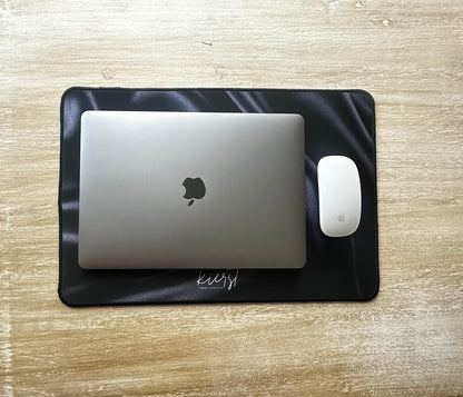 Black Silk Print Desk Mat