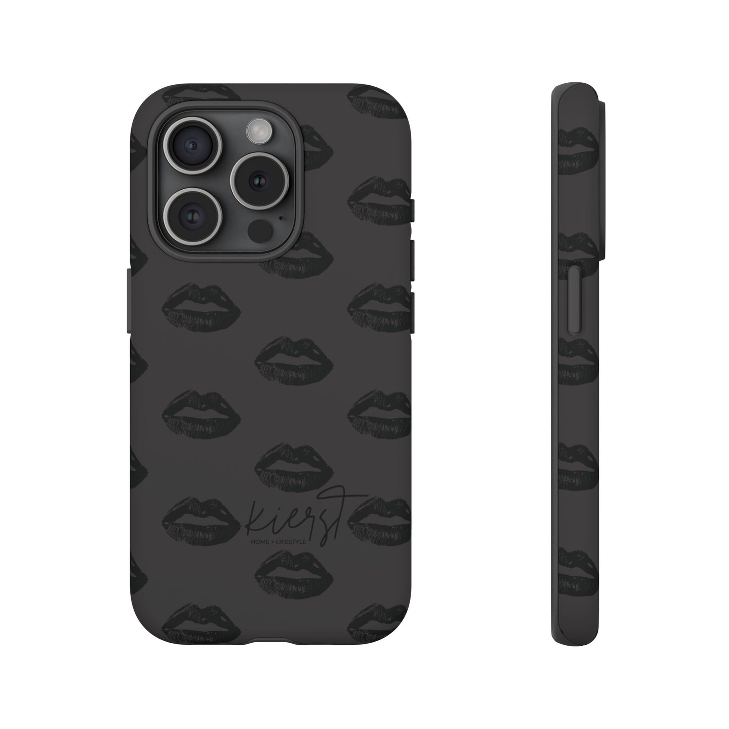 Black Lips on Charcoal iPhone Case