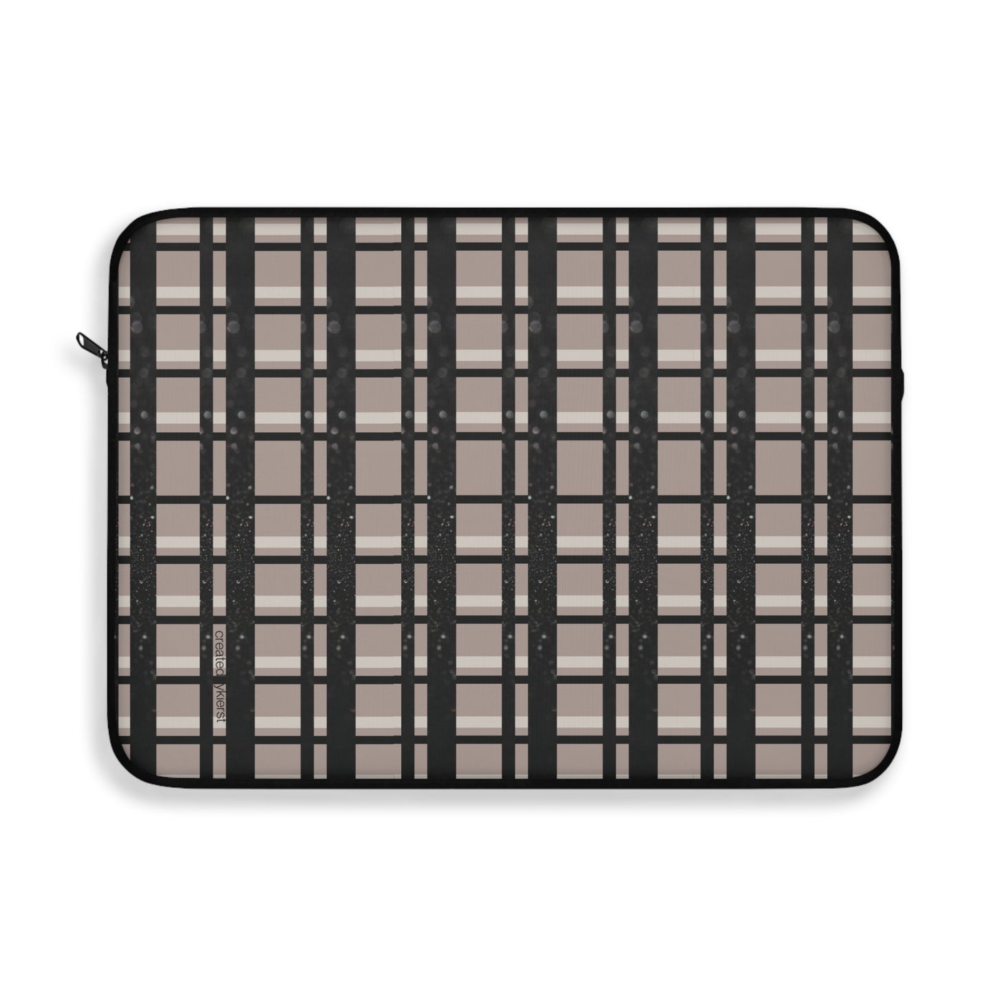 Tan, Black, Black Glitter Plaid Laptop Sleeve