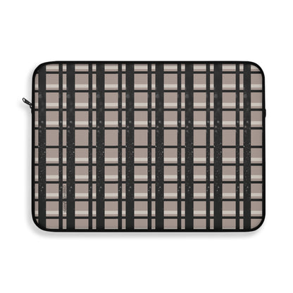 Tan, Black, Black Glitter Plaid Laptop Sleeve