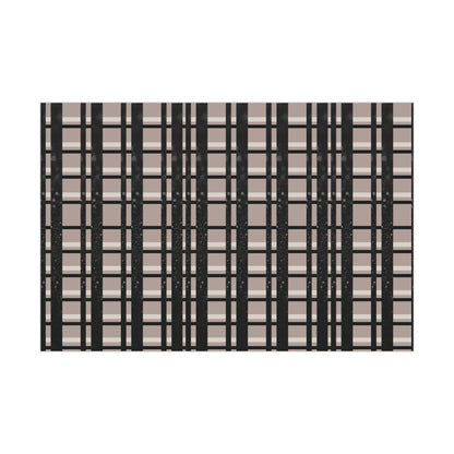 Taupe, Black, and Printed Black Glitter Plaid Gift Wrapping Paper