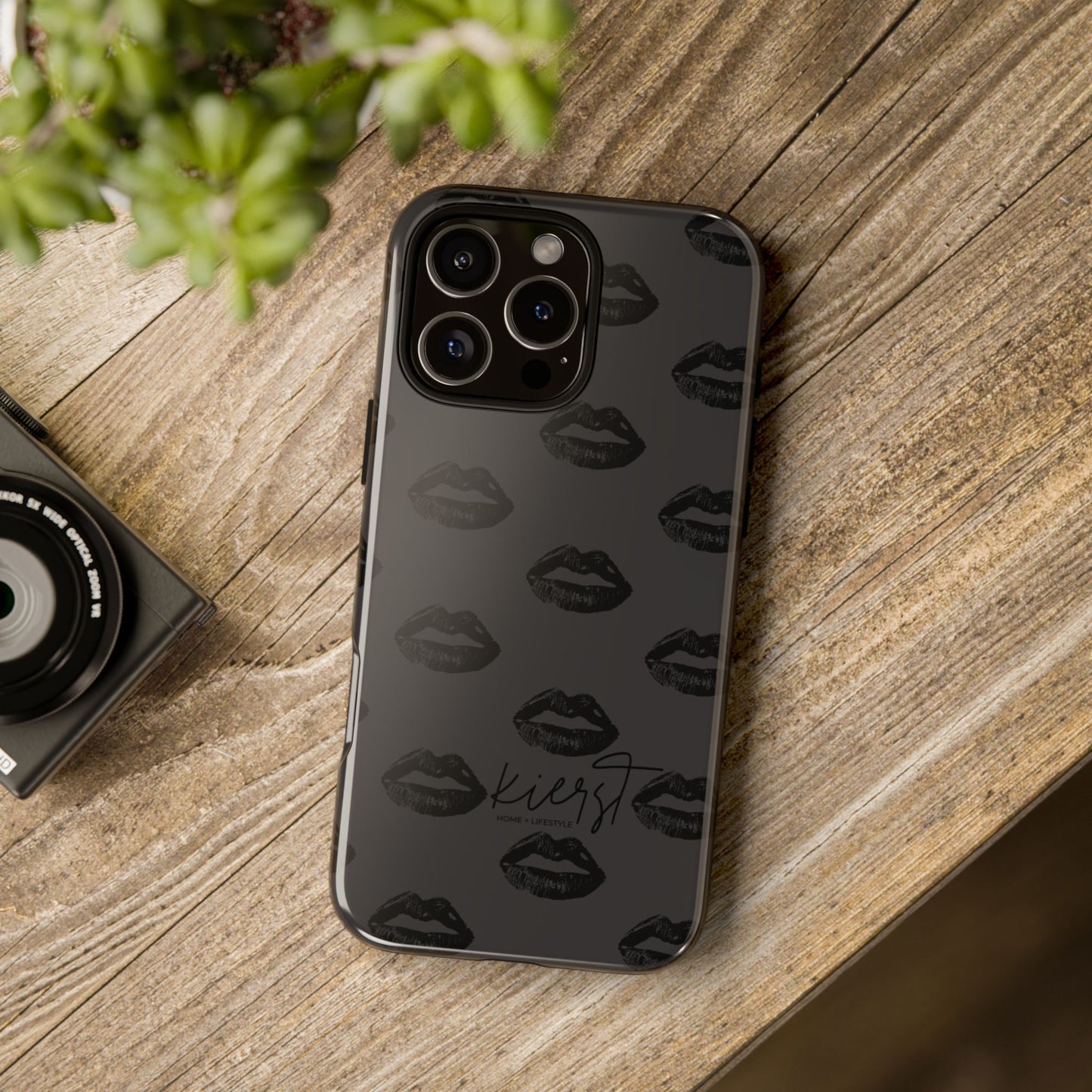 Black Lips on Charcoal iPhone Case