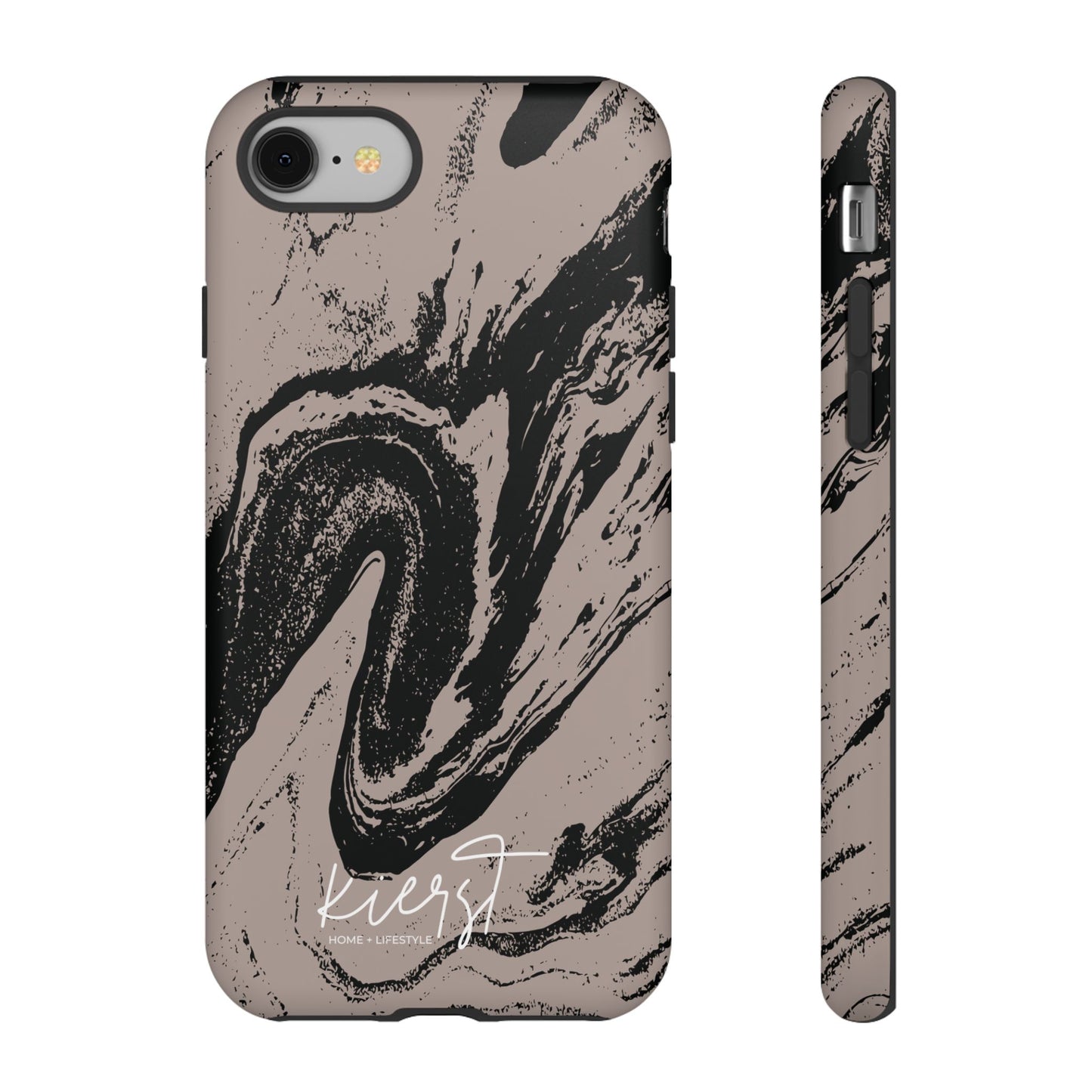 Taupe and Black Marble iPhone Case