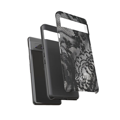 Black + White Lace Print Google Pixel Phone Case