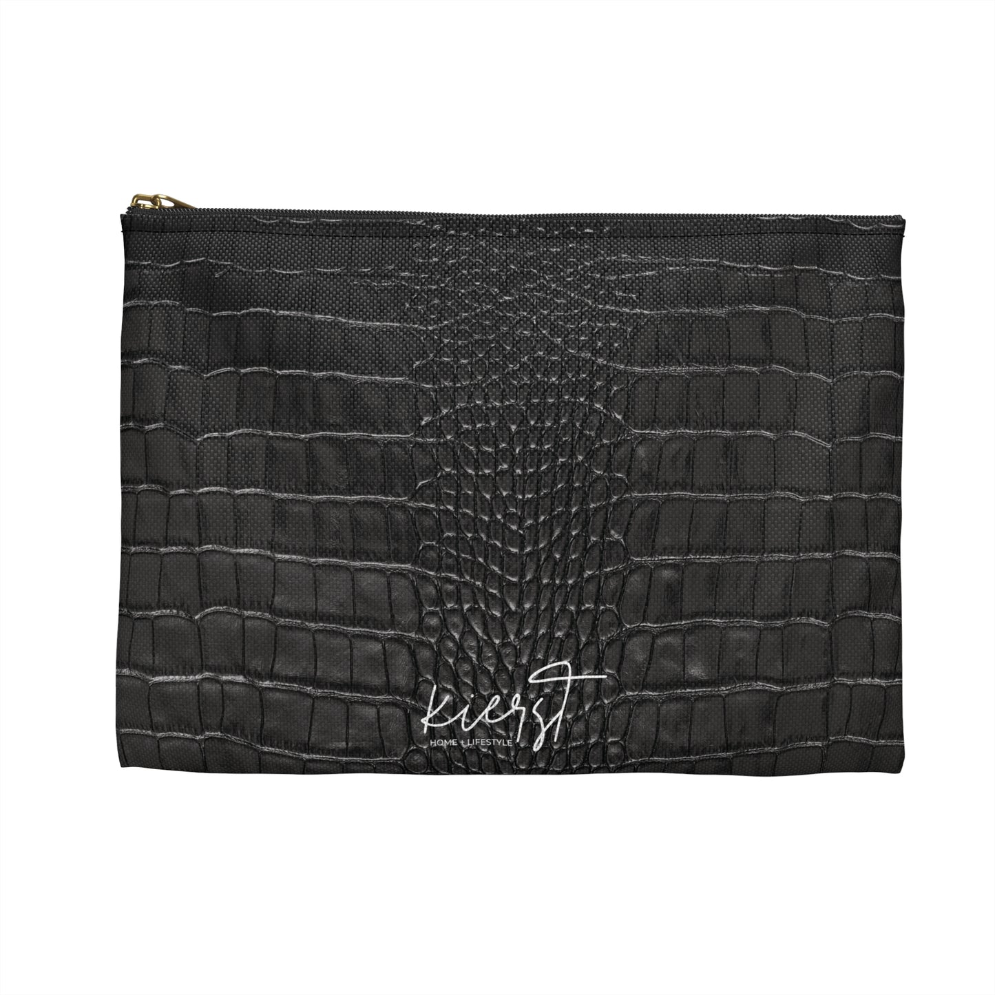 Black Crocodile Print Accessory Pouch