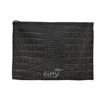 Black Crocodile Print Accessory Pouch