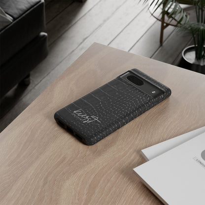 Black Crocodile Print Google Pixel Phone Case