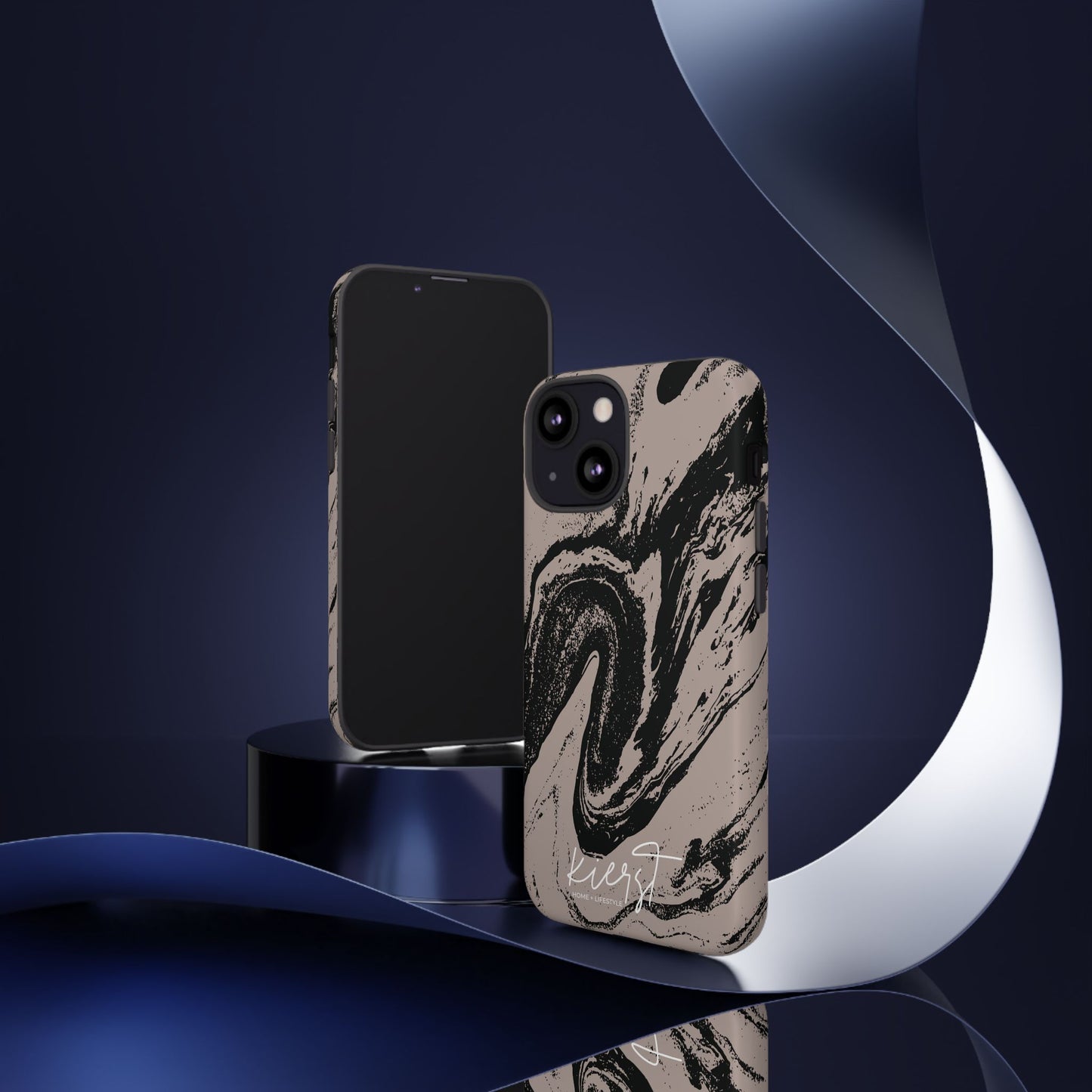 Taupe and Black Marble iPhone Case