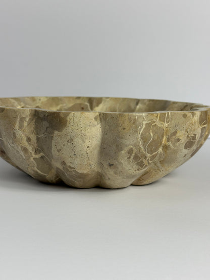 Tan Marble Scalloped Dish