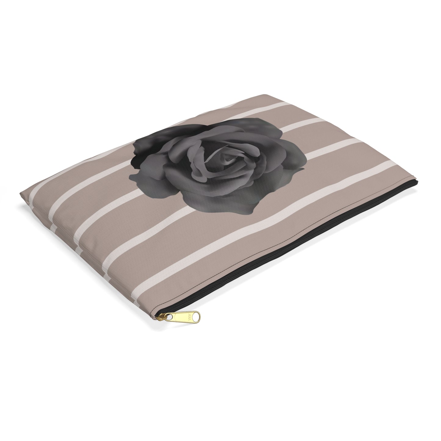 Cream and Brown with Black Rose Accessory Pouch