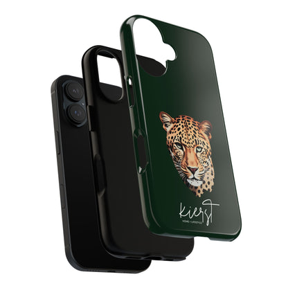 Leopard Head on Signature Midnight Pine iPhone Case | Designed to Stand Out
