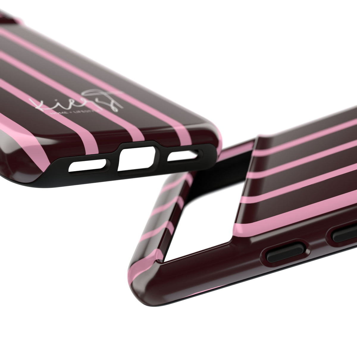 Signature Velvet Noir + Pink Stripes Google Pixel Phone Case