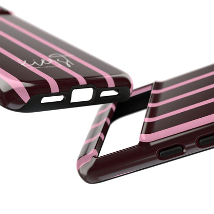 Signature Velvet Noir + Pink Stripes Google Pixel Phone Case