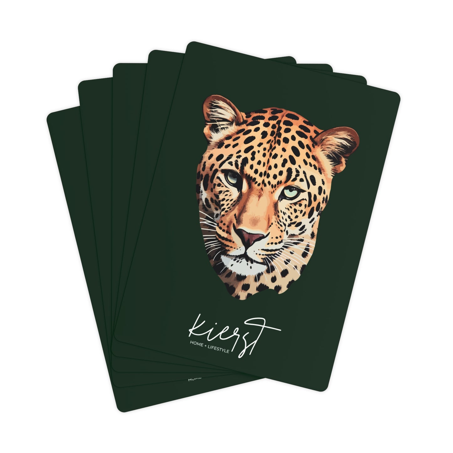 kierst Signature Midnight Pine Poker Playing Cards With Leopard Head