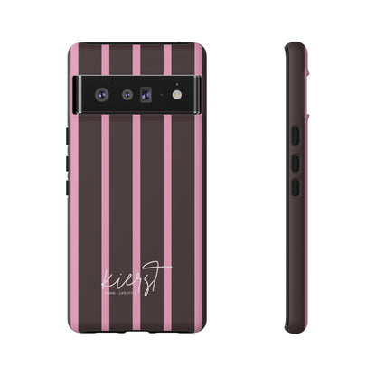 Signature Velvet Noir + Pink Stripes Google Pixel Phone Case