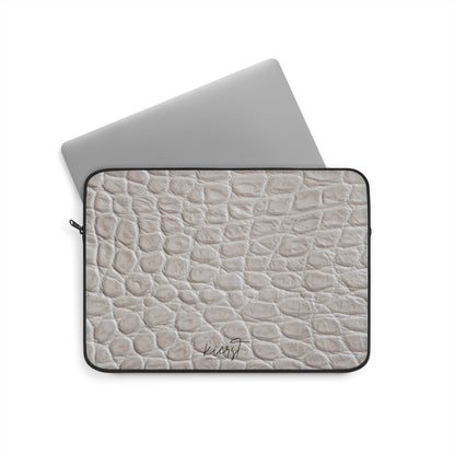Cream Reptile Print Laptop Sleeve | Elevated Printed Texture for Everyday Tech