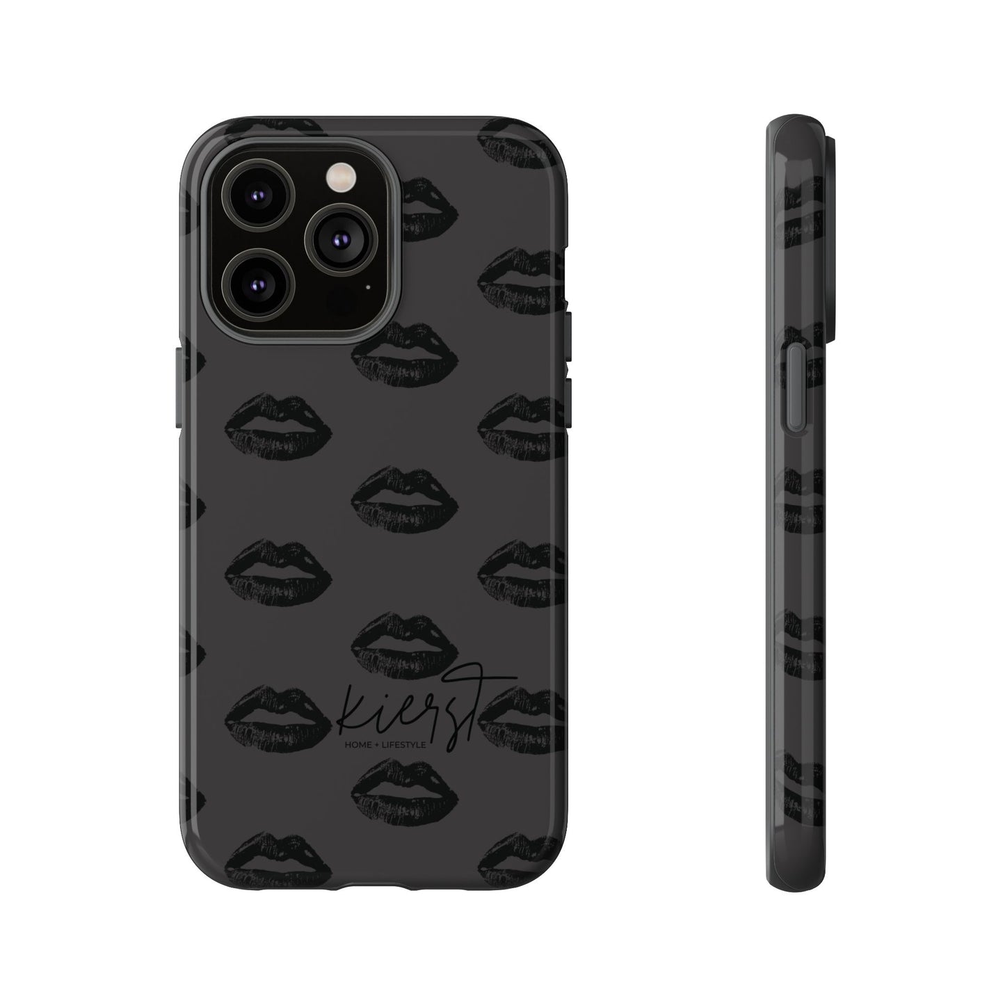 Black Lips on Charcoal iPhone Case