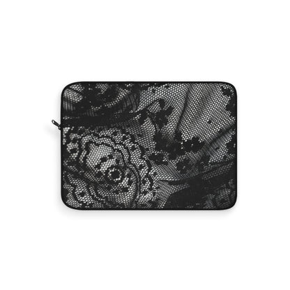 Black + White Lace Print Laptop Sleeve