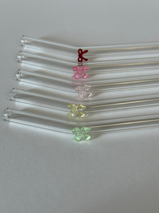 Bow Glass Straw | Reusable Chic Straw with Delicate Bow Charm