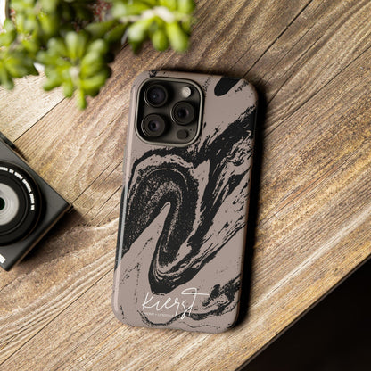 Taupe and Black Marble iPhone Case