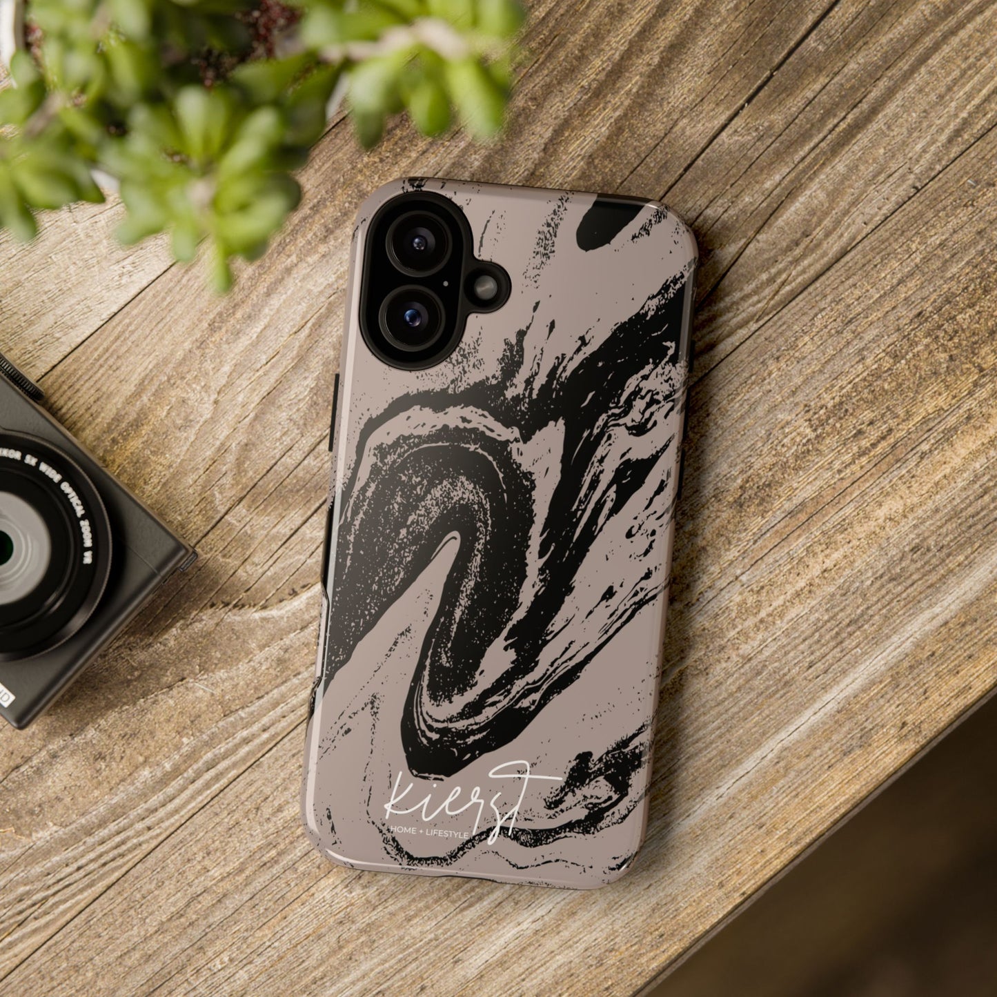 Taupe and Black Marble iPhone Case