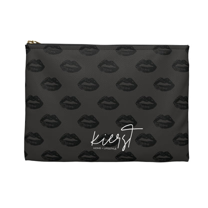 Black Lips on Charcoal Accessory Pouch | Quietly Bold