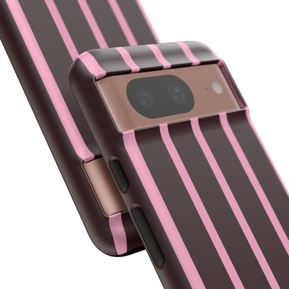 Signature Velvet Noir + Pink Stripes Google Pixel Phone Case