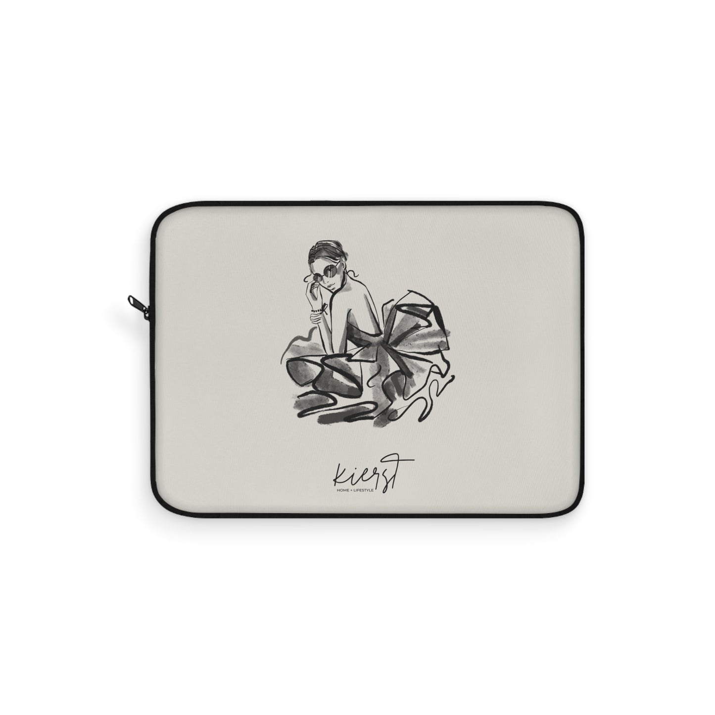 Woman in Tulle Gown Sketch Laptop Sleeve | Minimalist Fashion Illustration for Everyday Elegance