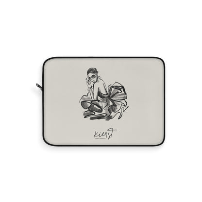 Woman in Tulle Gown Sketch Laptop Sleeve | Minimalist Fashion Illustration for Everyday Elegance