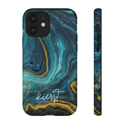 Gold & Teal Marble iPhone Case | Swirled Boldness, Everyday Luxury