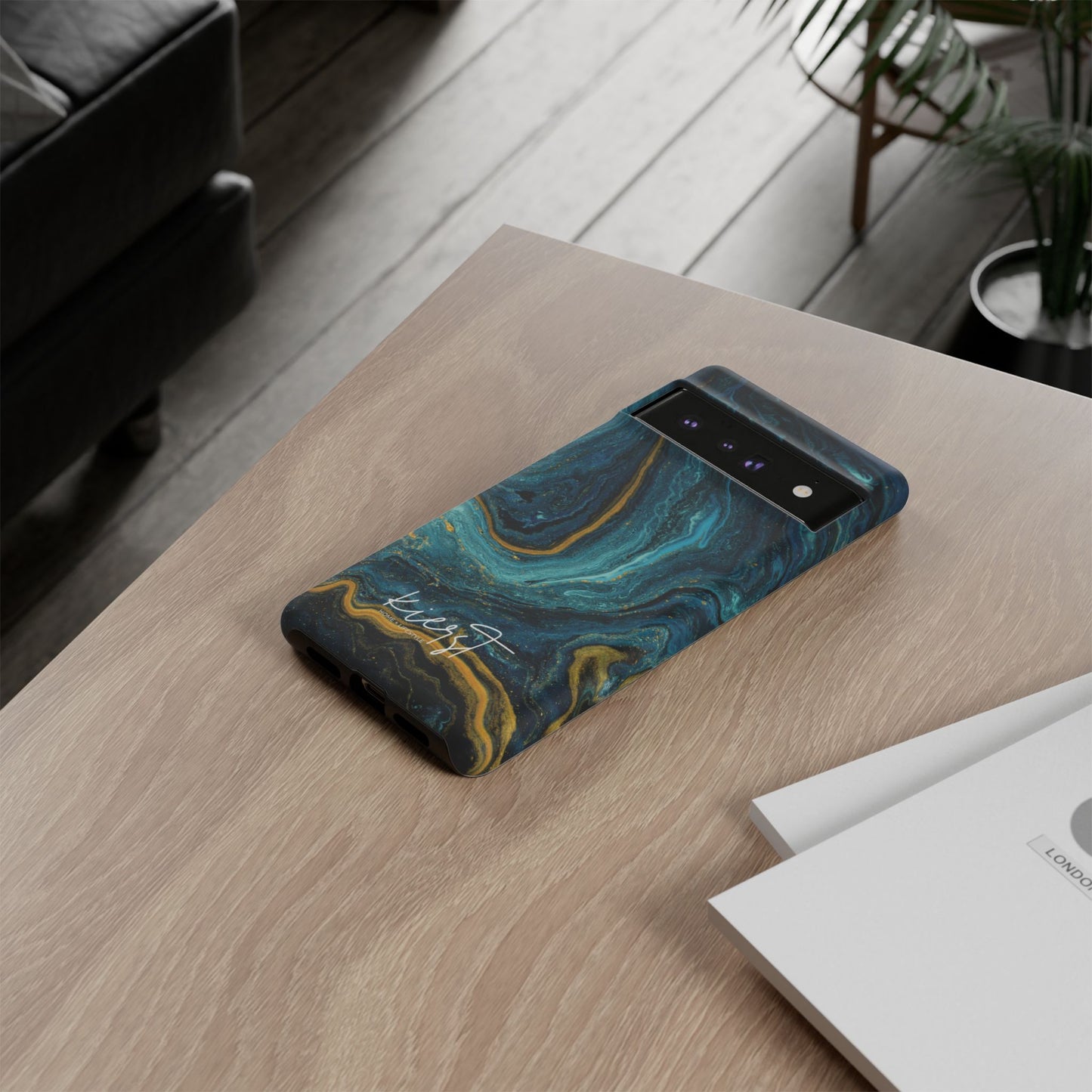 Gold & Teal Marble Google Pixel Case | A Bold Blend of Color & Contrast