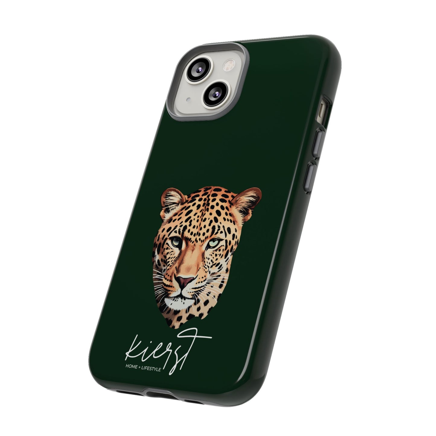 Leopard Head on Signature Midnight Pine iPhone Case | Designed to Stand Out