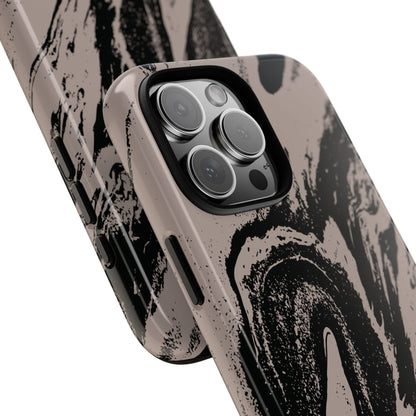 Black Marble on Taupe iPhone Case