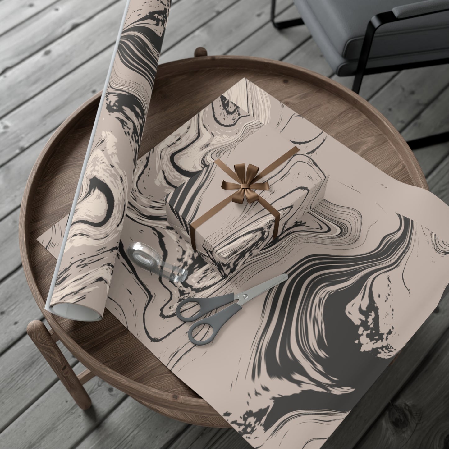 Cream, Grey, and Taupe Marble Gift Wrapping Paper