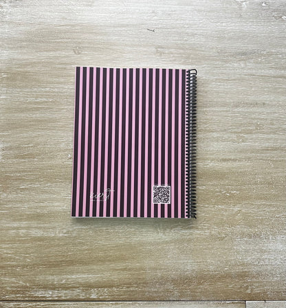 Pink + Signature Velvet Noir Stripes Notebook