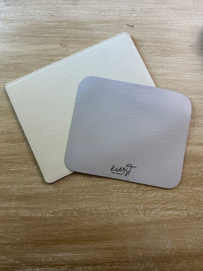 White Alligator Print Mouse Pad