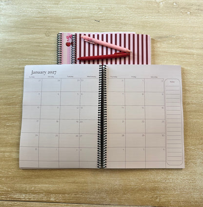 2026 - 2027 Cherries on Pink Stripes Mid Year Lifestyle Planner